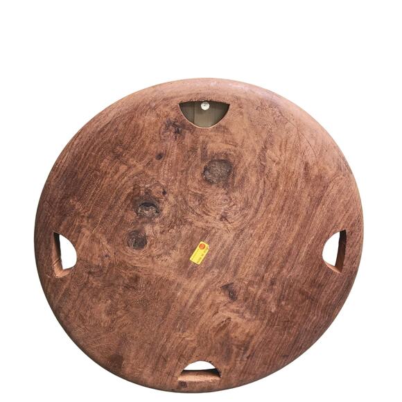 Carved Wood Tray with Inlaid Mother of Pearl Flowers 14.5" - Picture 5 of 7